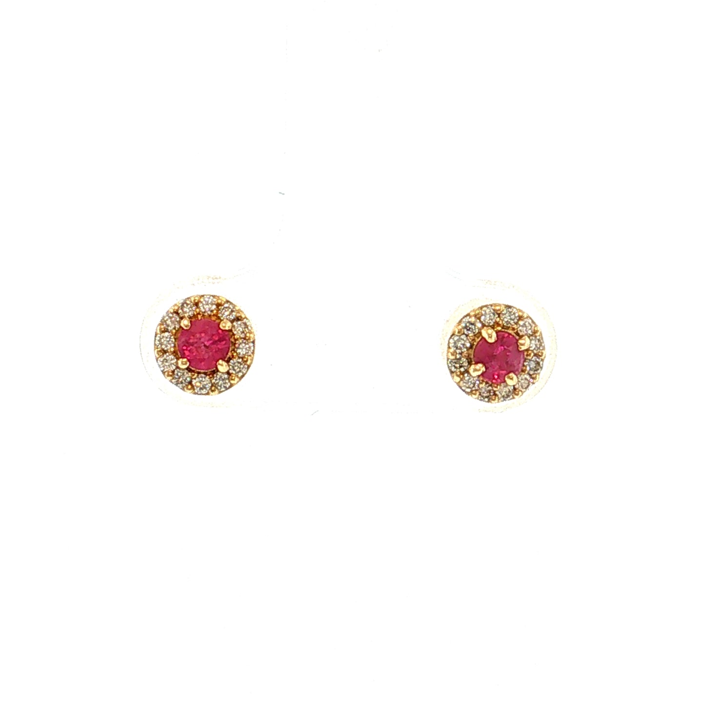 Ruby & Diamond Halo Stud Earrings 18k