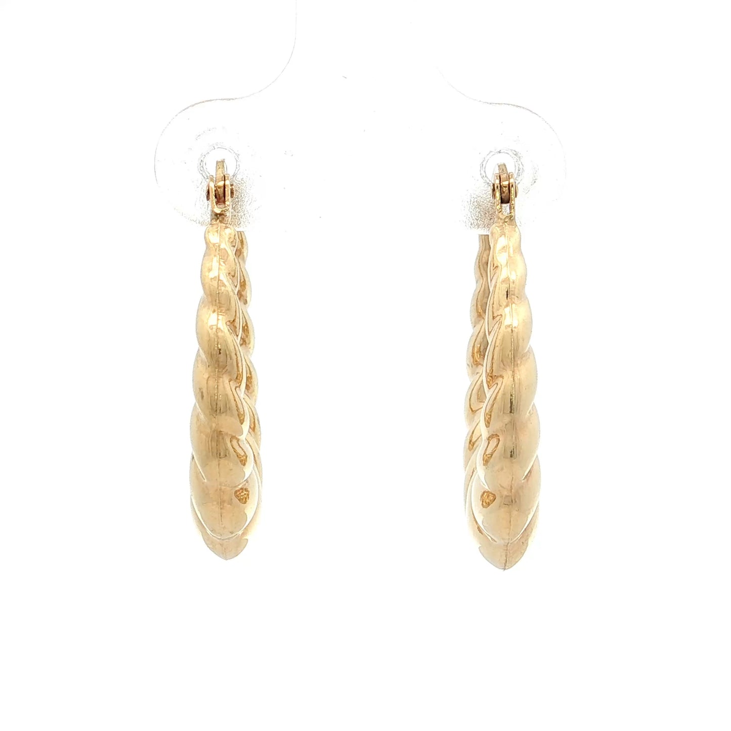 Scalloped Edge Textured Hoop Earrings 14k Yellow Gold