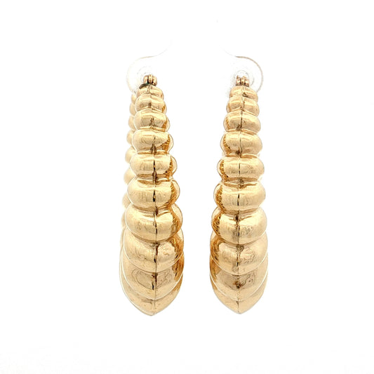 Scalloped Hoop Earrings 14k Yellow Gold