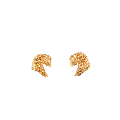 Schnauzer Dog Stud Earrings 14k Yellow Gold