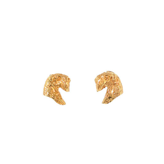 Schnauzer Dog Stud Earrings 14k Yellow Gold