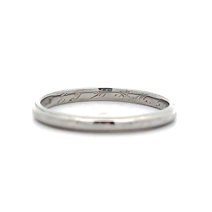 Simple Antique Art Deco Wedding Band in Platinum