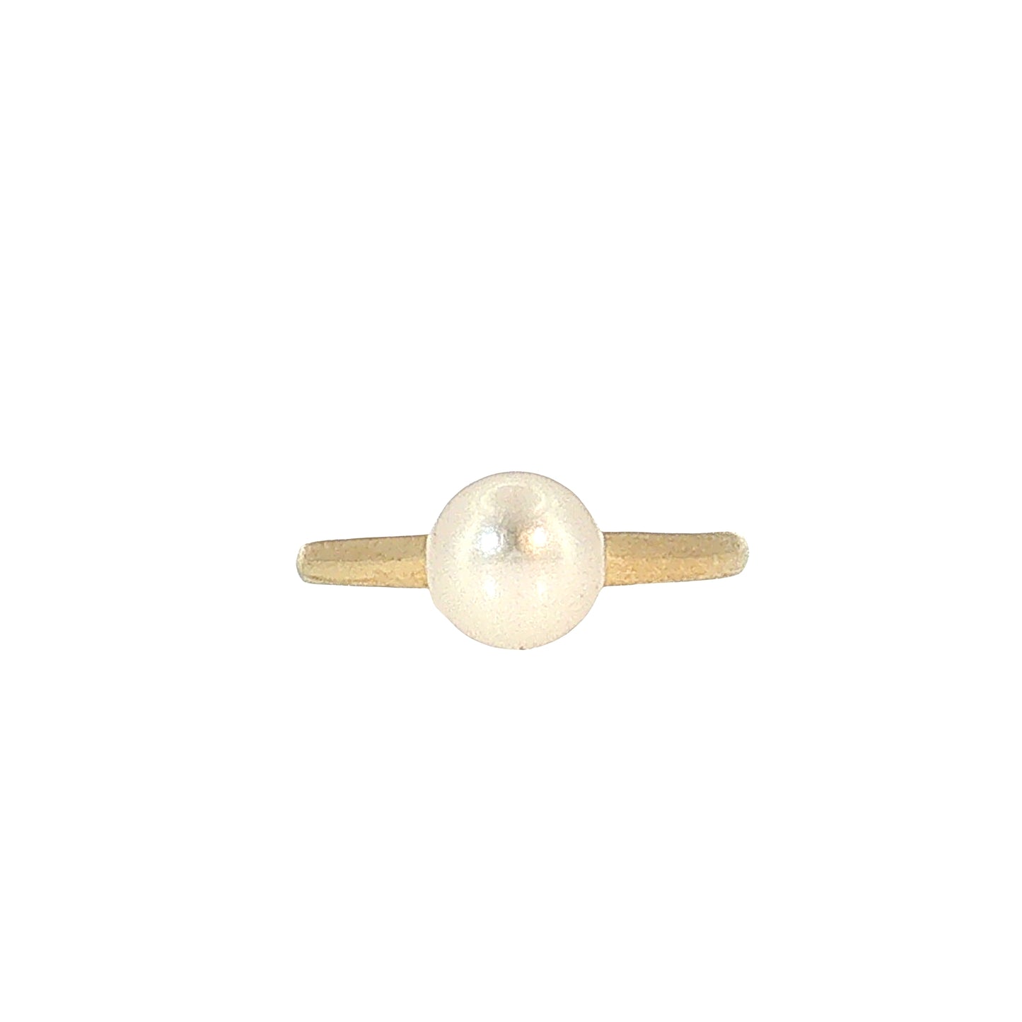 Solitaire Pearl Cocktail Ring 14k Yellow Gold