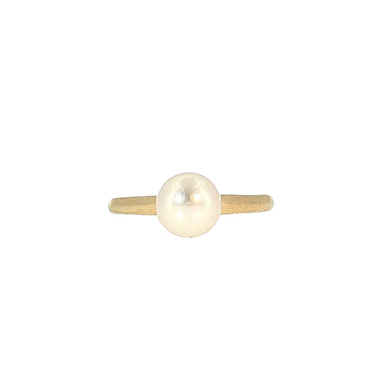 Solitaire Pearl Cocktail Ring 14k Yellow Gold