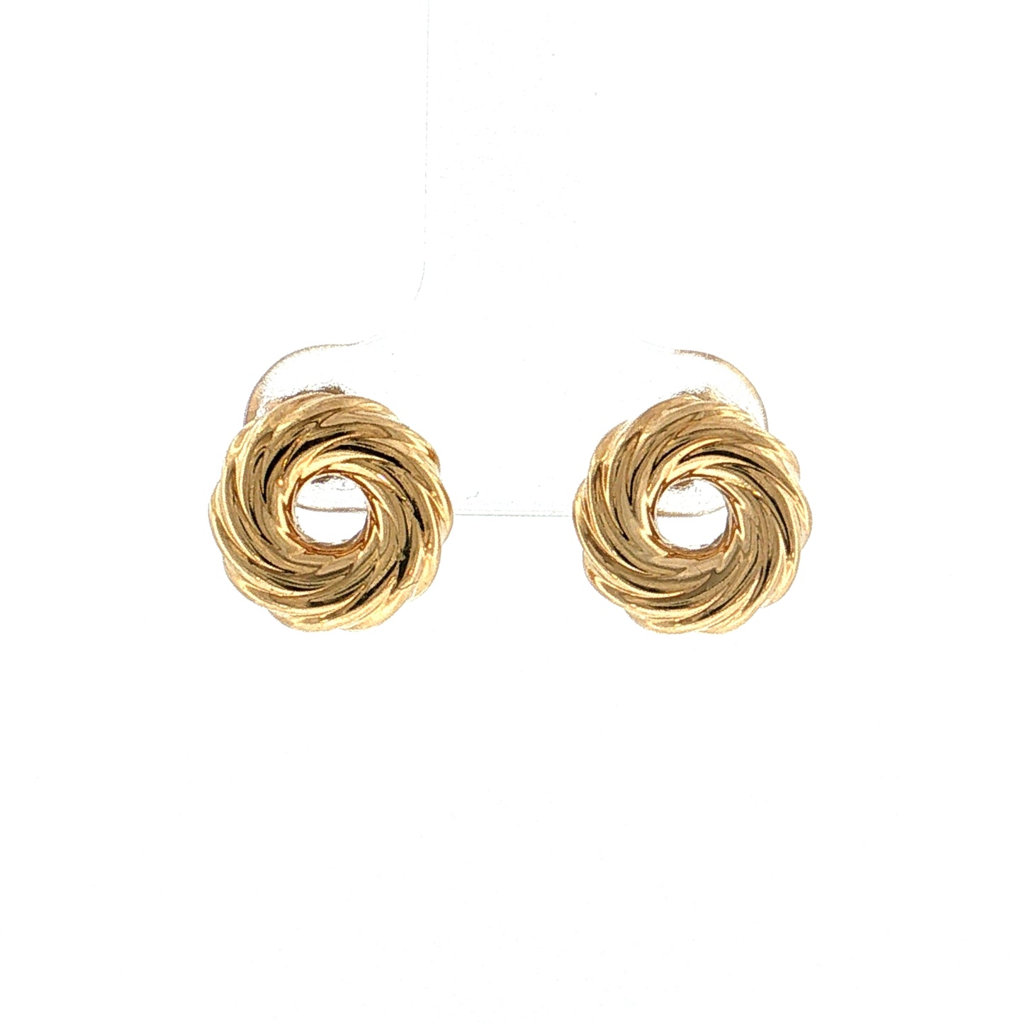 Spiral Circle Stud Earrings 14k Yellow Gold