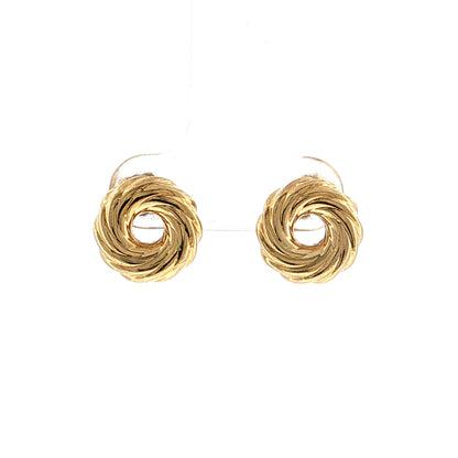 Spiral Circle Stud Earrings 14k Yellow Gold