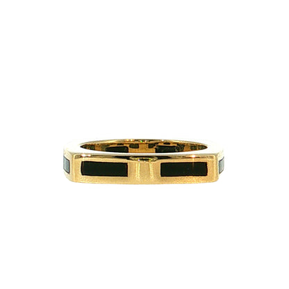 Square Black Enamel Stacking Ring 18k Yellow Gold