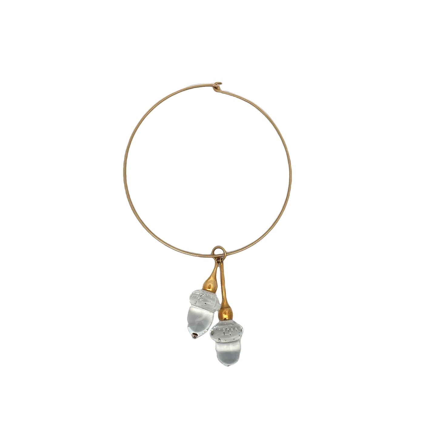 Steuben Glass Crystal Acorn Pendant in 14k