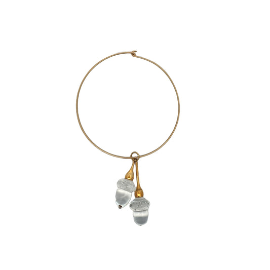 Steuben Glass Crystal Acorn Pendant in 14k
