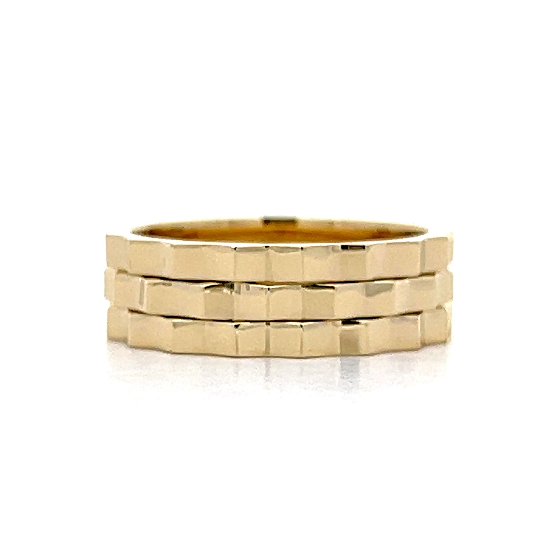 Studded Geometric Stacking Ring in 14k Yellow Gold