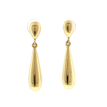 Teardrop Drop Earrings 14k Yellow Gold