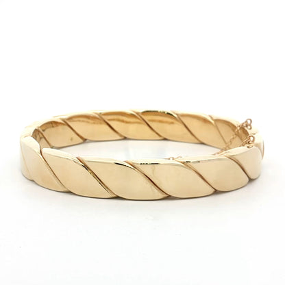 Textured Rope Bangle Bracelet 14k Yellow Gold