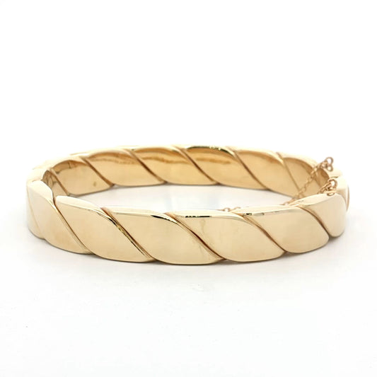 Textured Rope Bangle Bracelet 14k Yellow Gold