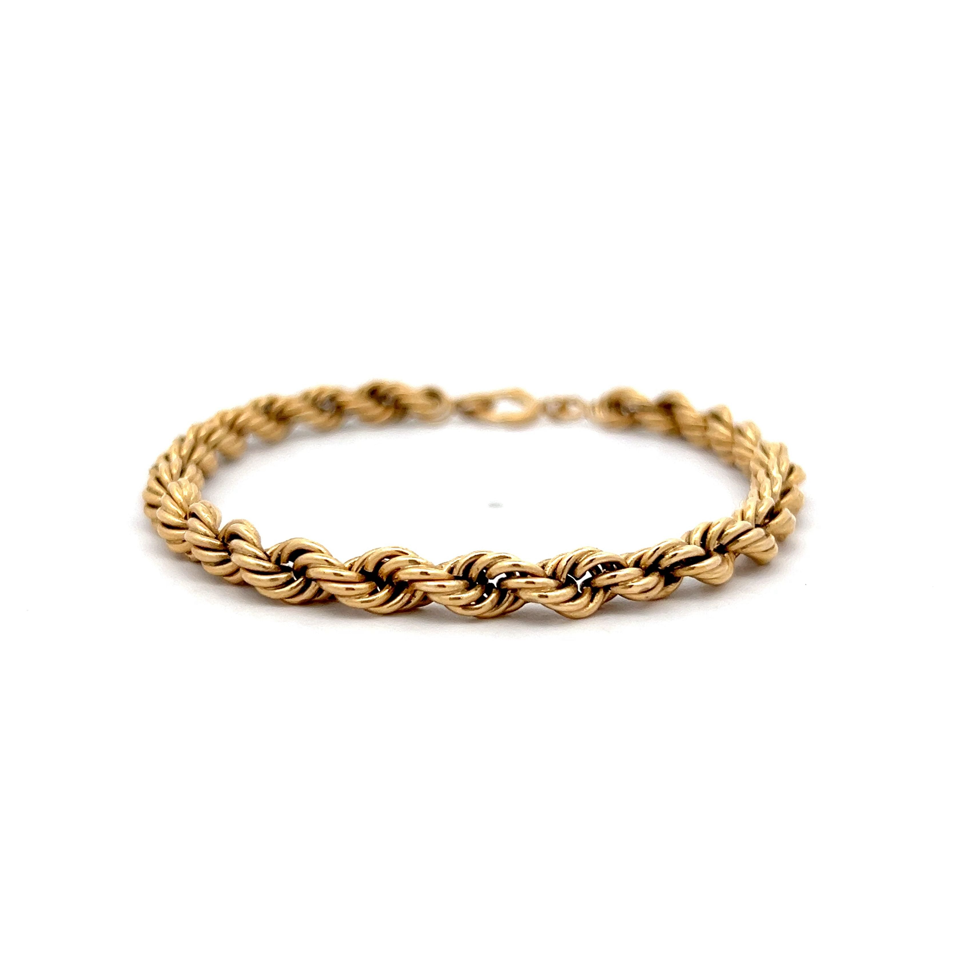 Textured Rope Chain Bracelet in 14k Yellow Gold - Filigree Jewelers