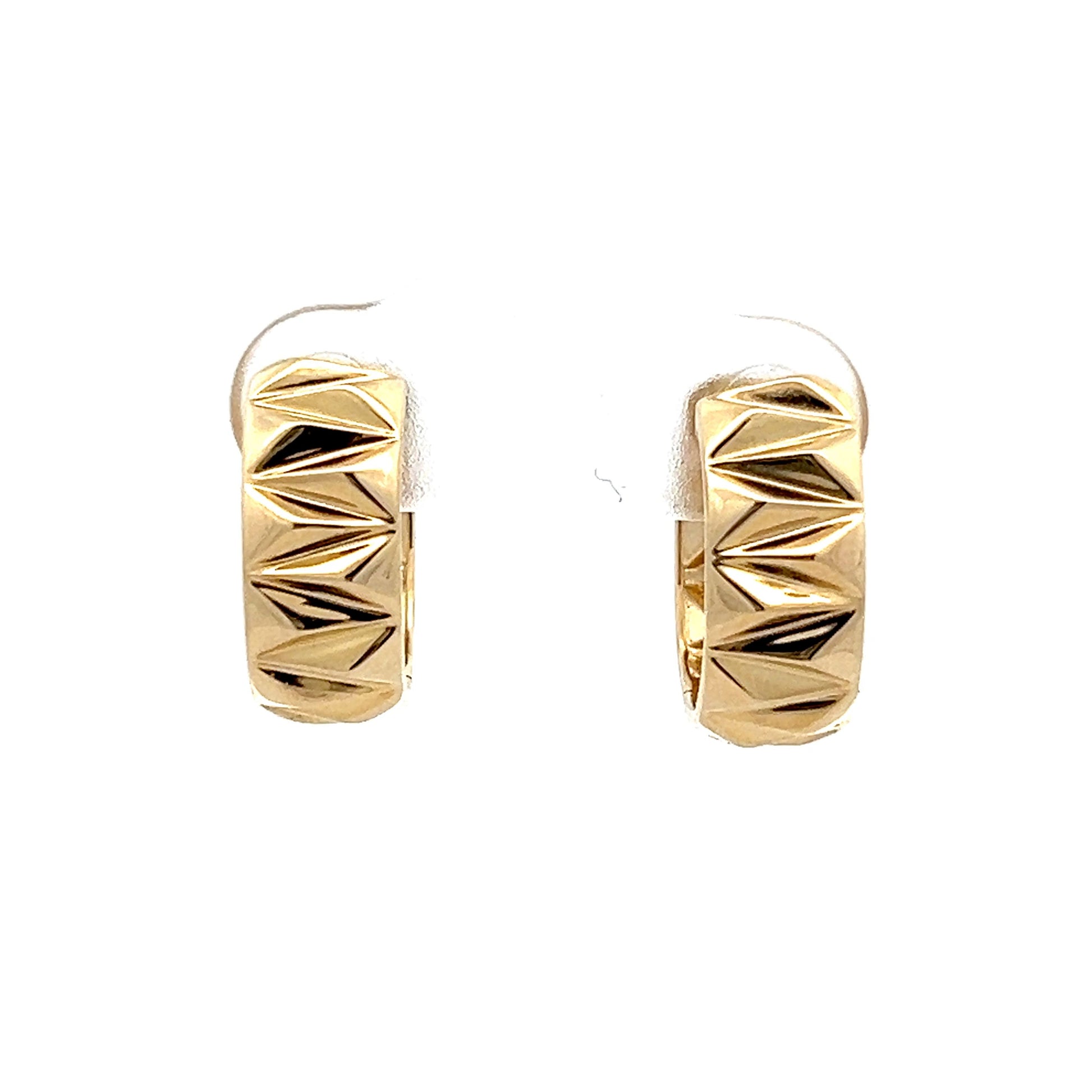 Textured Triangle Hoop Earrings in 14k Yellow Gold