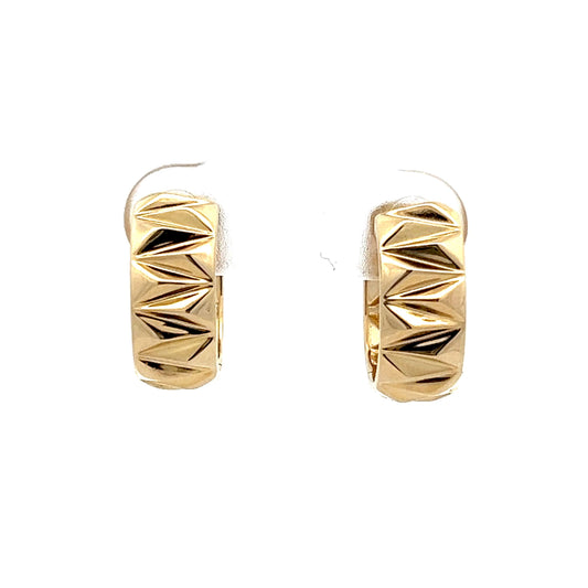 Textured Triangle Hoop Earrings in 14k Yellow Gold