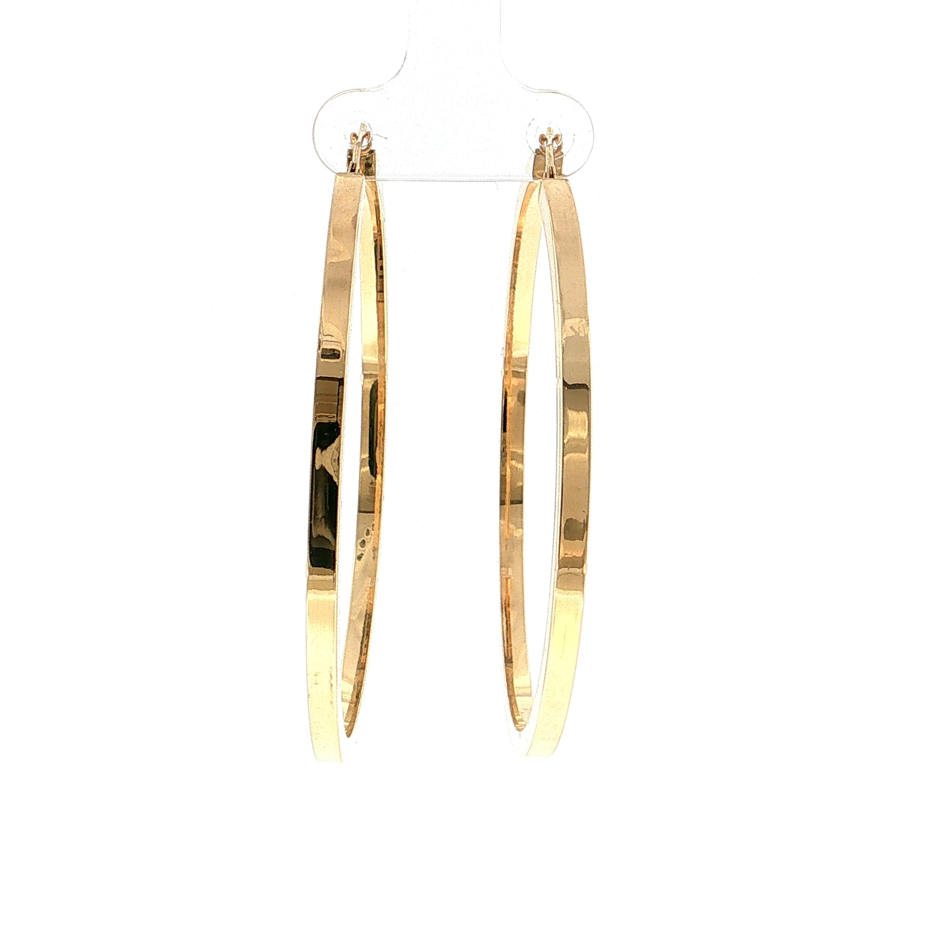 Thin Flat Edge Hoop Earrings 10k Yellow Gold