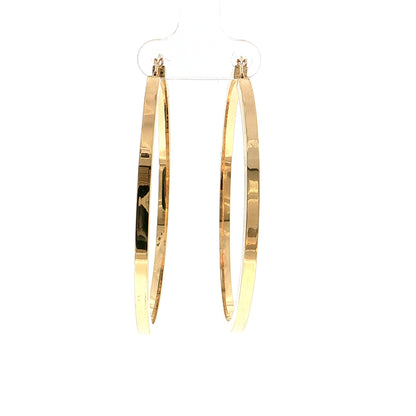 Thin Flat Edge Hoop Earrings 10k Yellow Gold