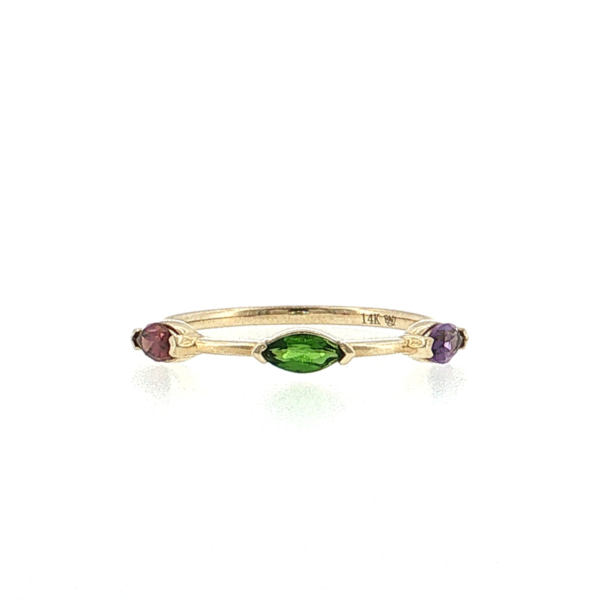 Three Stone Marquise Gemstone Stacking Ring 14k