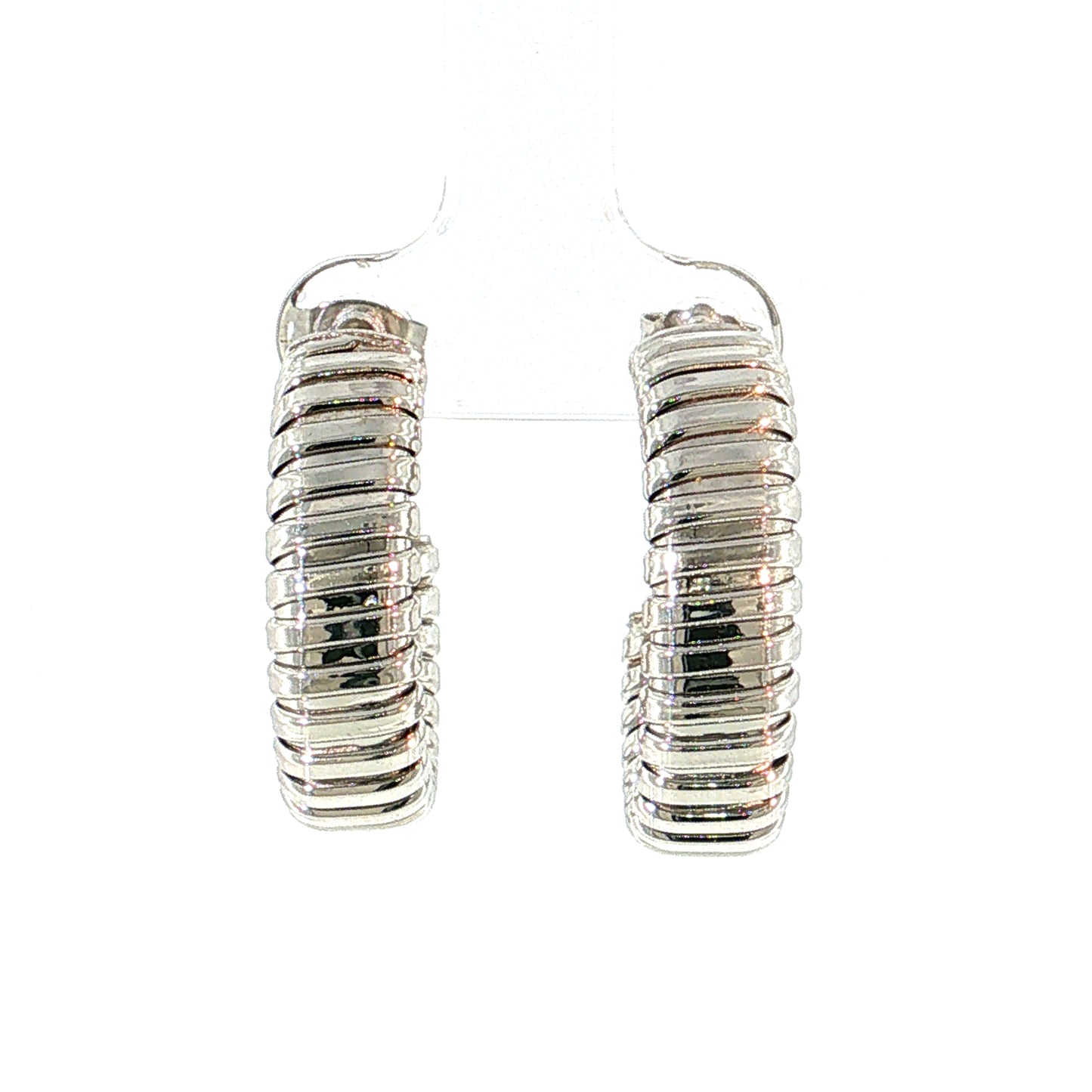 Tubogas Hoop Earrings 14k White Gold