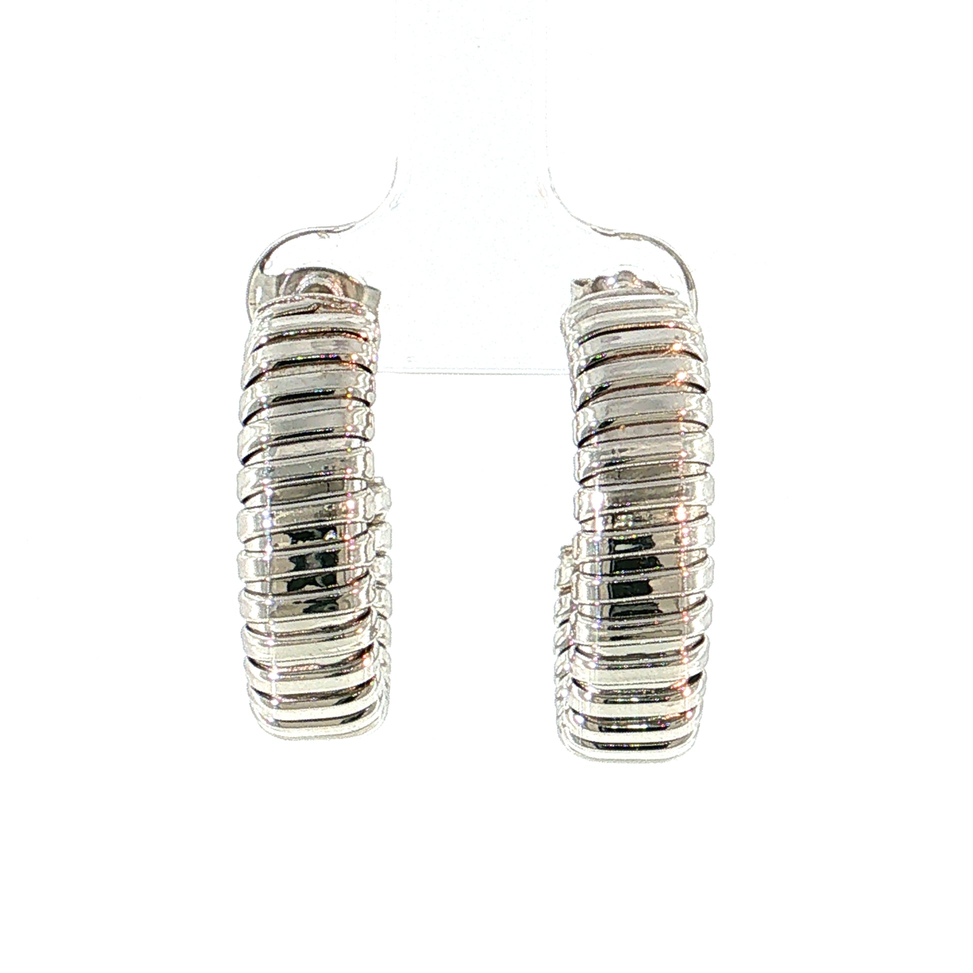 Tubogas Hoop Earrings 14k White Gold