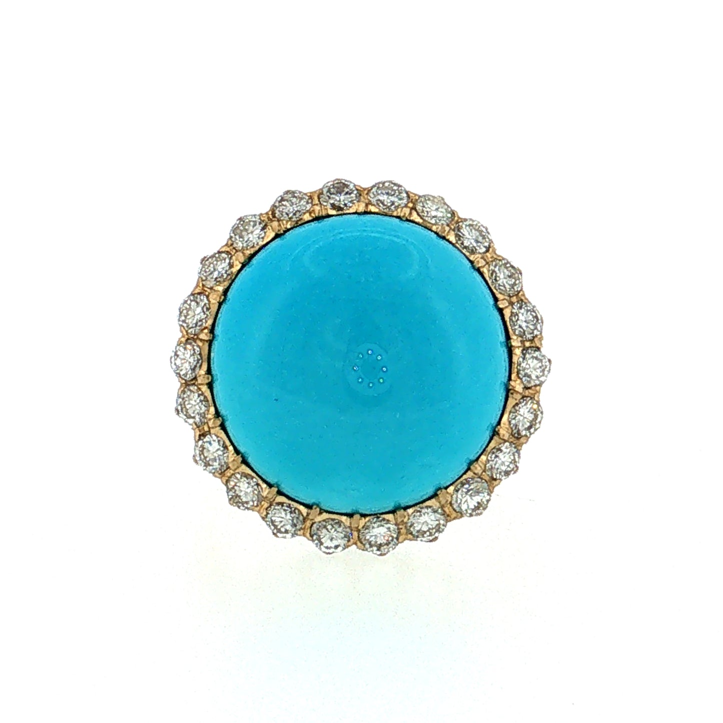 Turquoise & Diamond Cocktail Ring 18k Yellow Gold