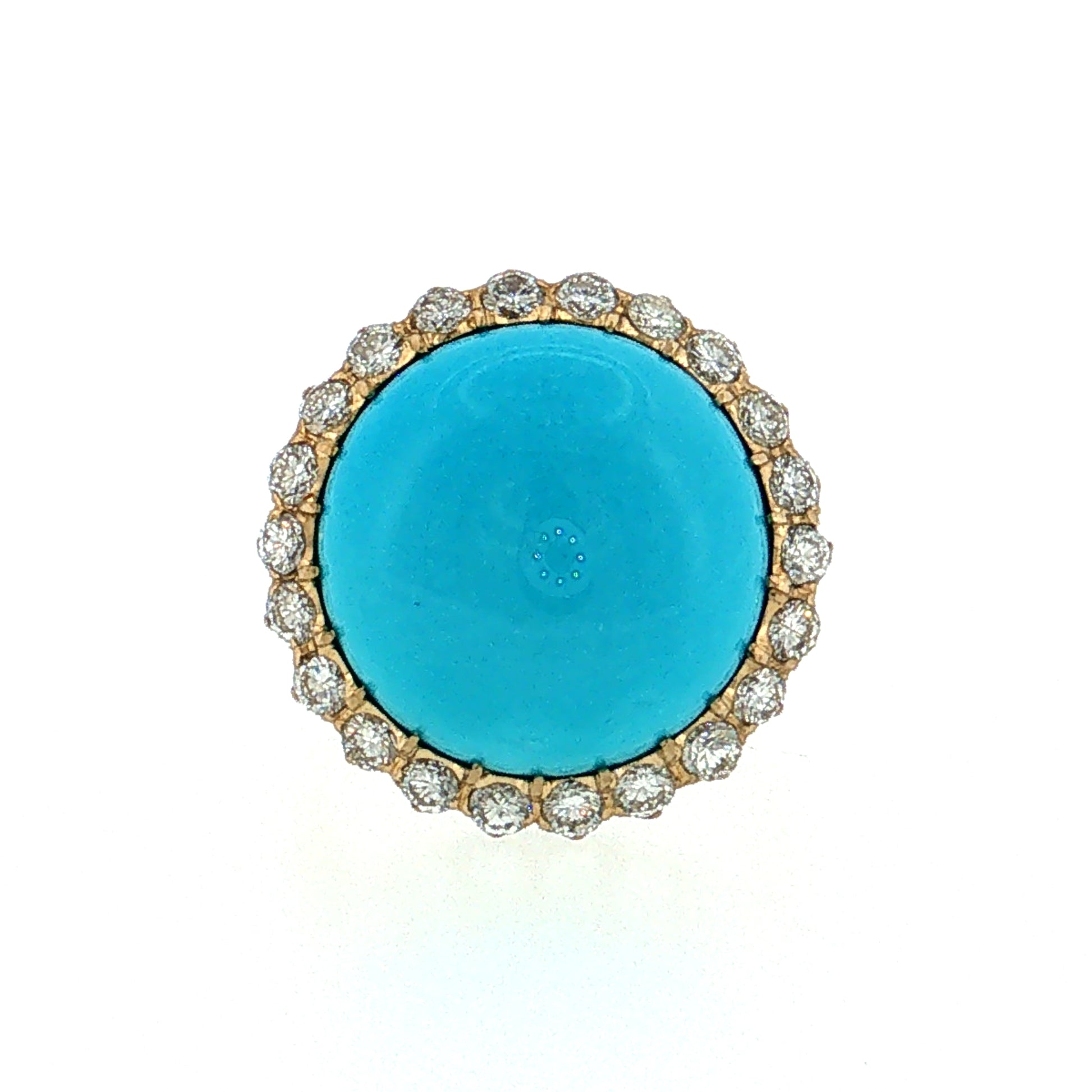 Turquoise & Diamond Cocktail Ring 18k Yellow Gold