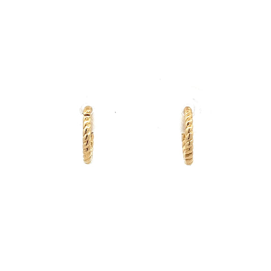 Twisted Rope Huggie Hoop Earrings in 14k