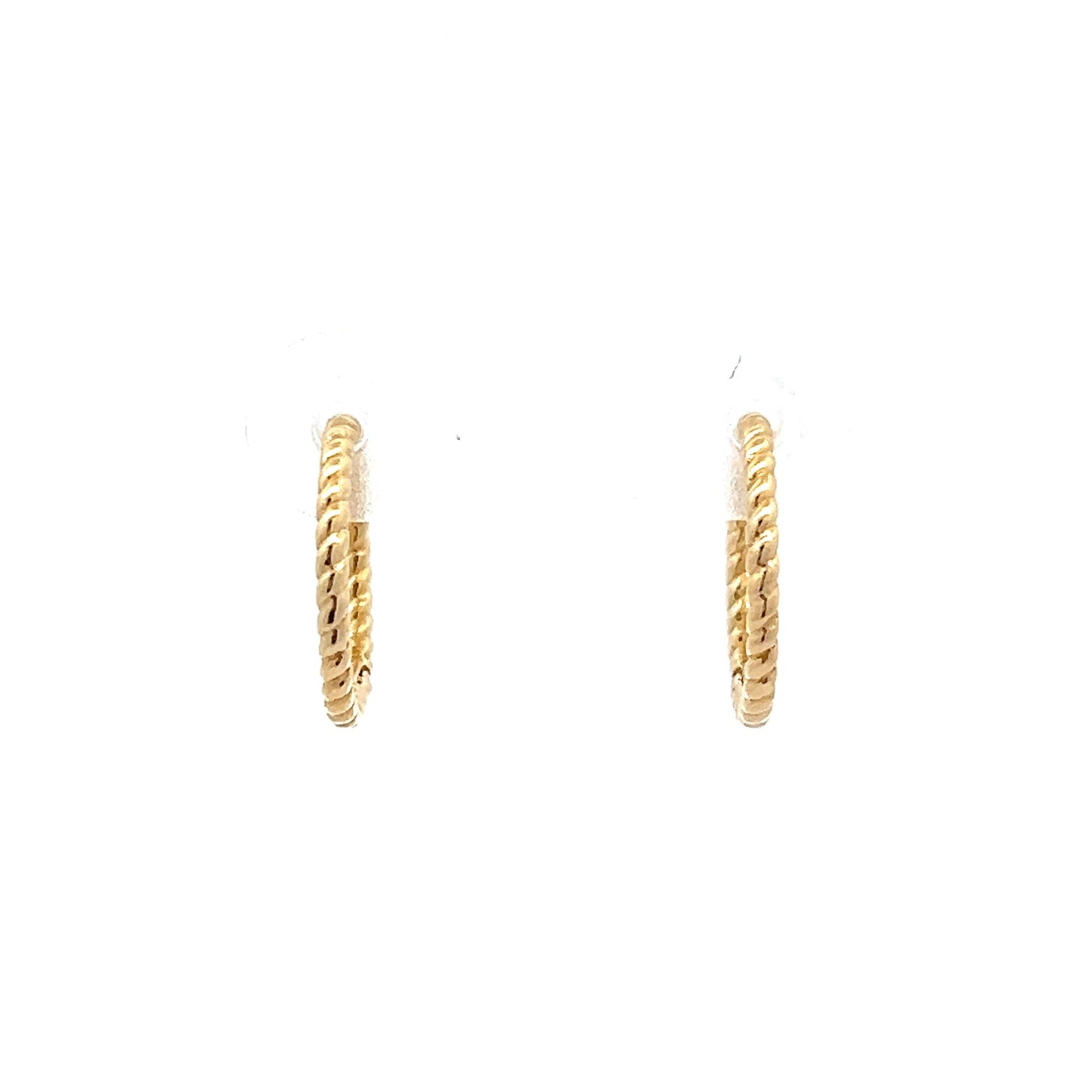 Twisted Rope Huggie Hoop Earrings in 14k Yellow Gold