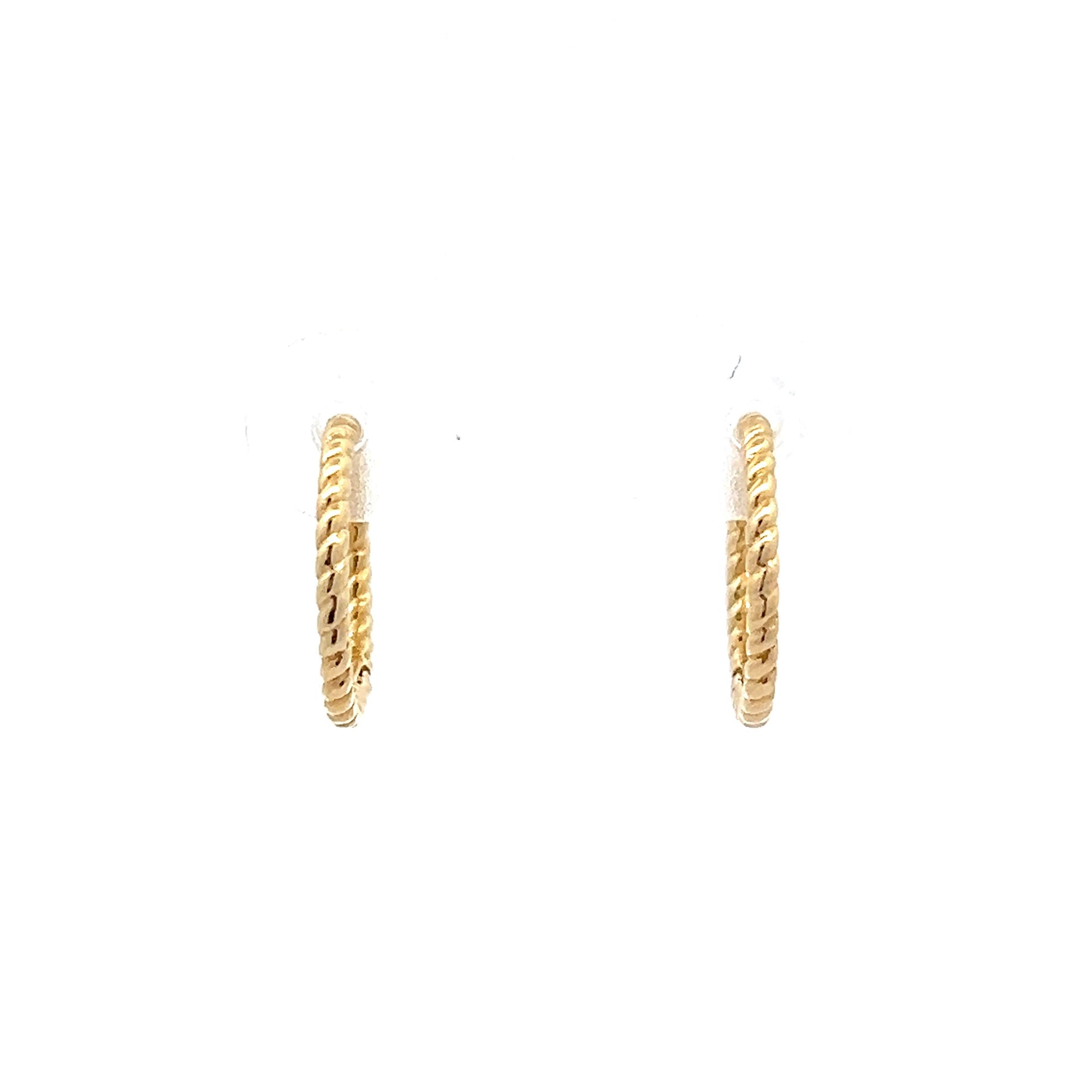 Twisted Rope Huggie Hoop Earrings in 14k Yellow Gold