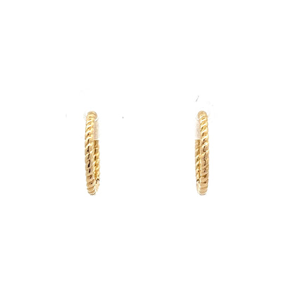 Twisted Rope Huggie Hoop Earrings in 14k Yellow Gold