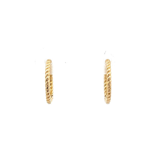 Twisted Rope Huggie Hoop Earrings in 14k Yellow Gold