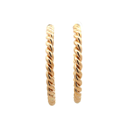Twisted Rope Style Hoop Earrings in 14k Yellow Gold
