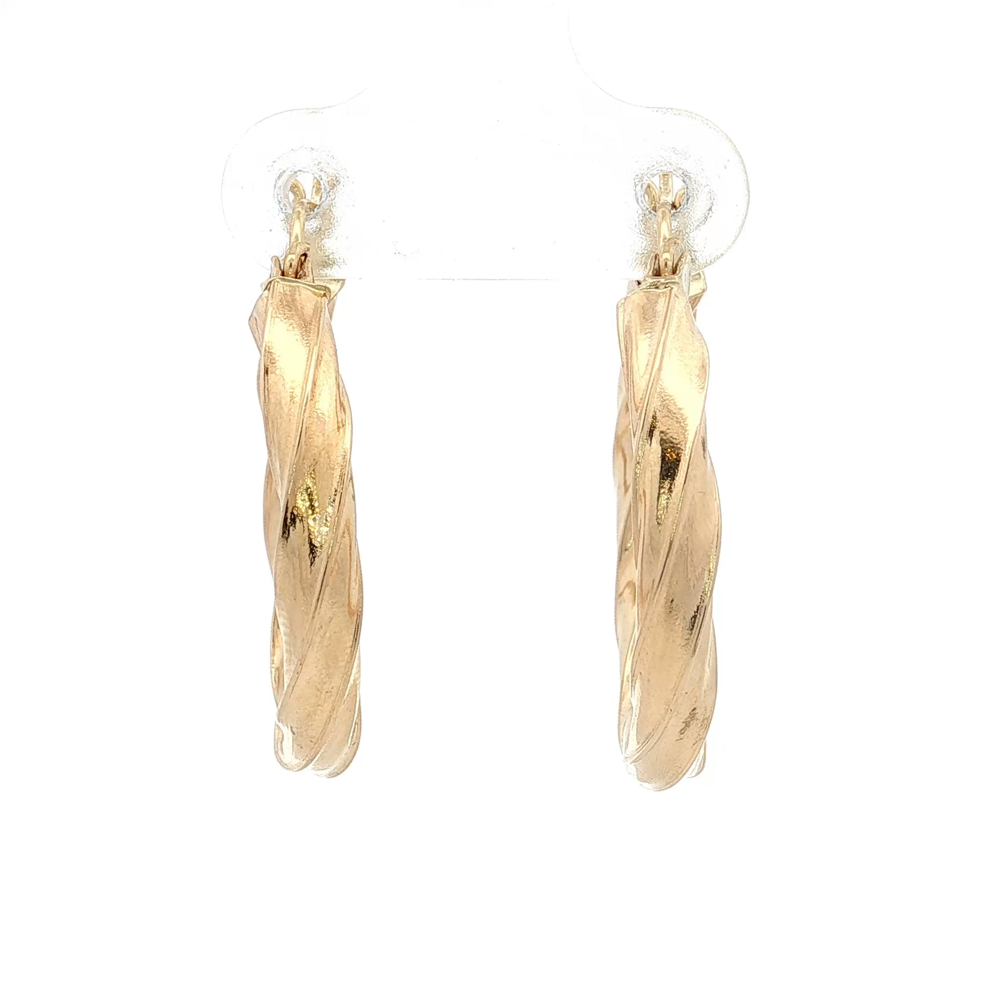 Twisted Spiral Hoop Earrings 14k Yellow Gold