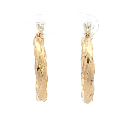 Twisted Spiral Hoop Earrings 14k Yellow Gold