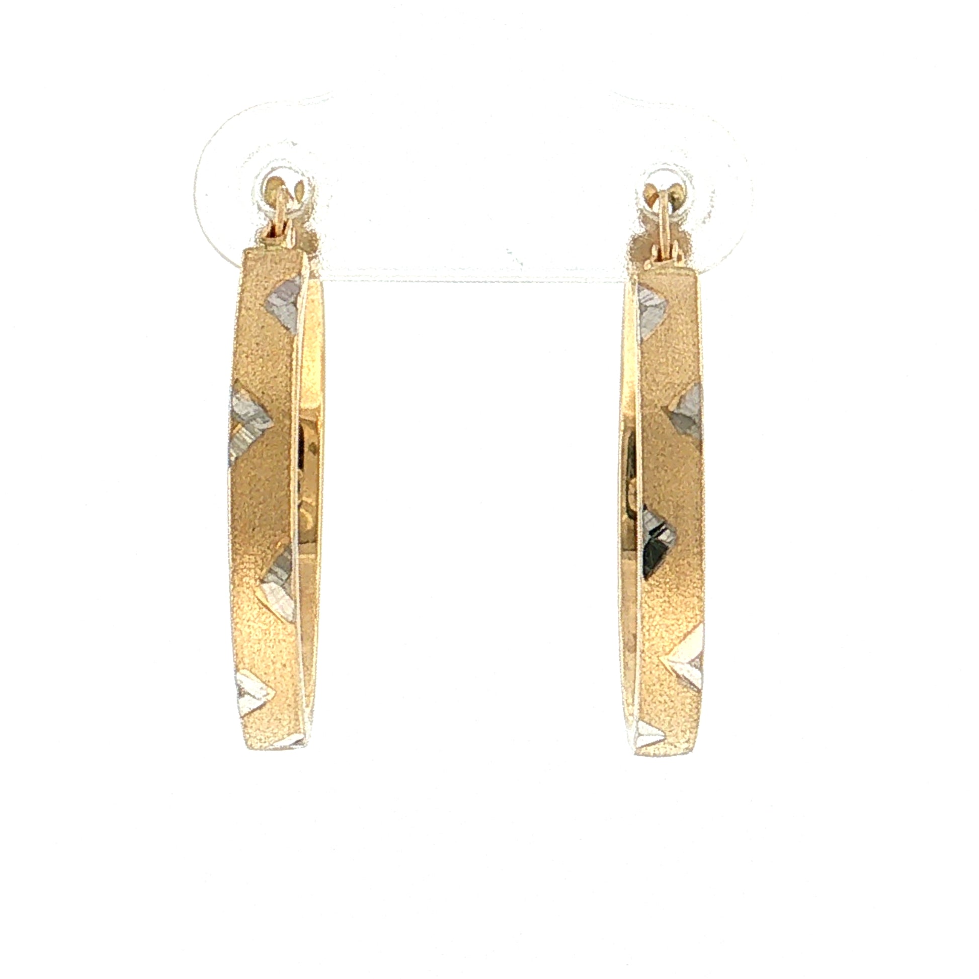 Two-Tone Triangle Hoop Earrings 14k Gold