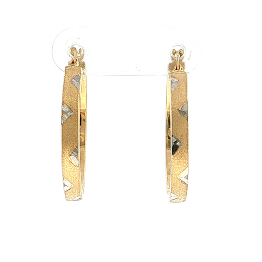 Two-Tone Triangle Hoop Earrings 14k Gold