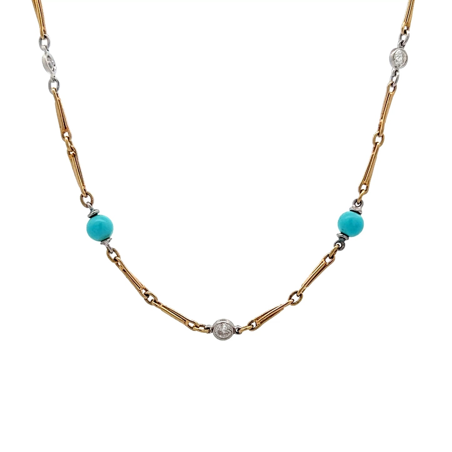 Two-Tone Turquoise & Diamond Necklace 18k/Platinum
