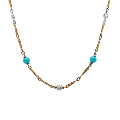 Two-Tone Turquoise & Diamond Necklace 18k/Platinum