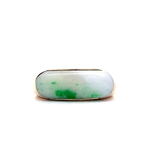 Vintage Moss on Snow Jadeite Ring in 14k Yellow Gold