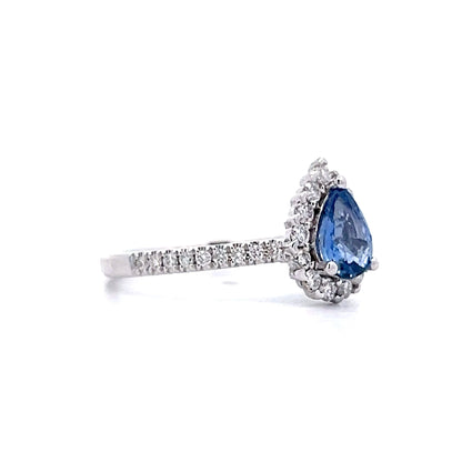 .71 Pear Sapphire Halo Engagement Ring in 14k