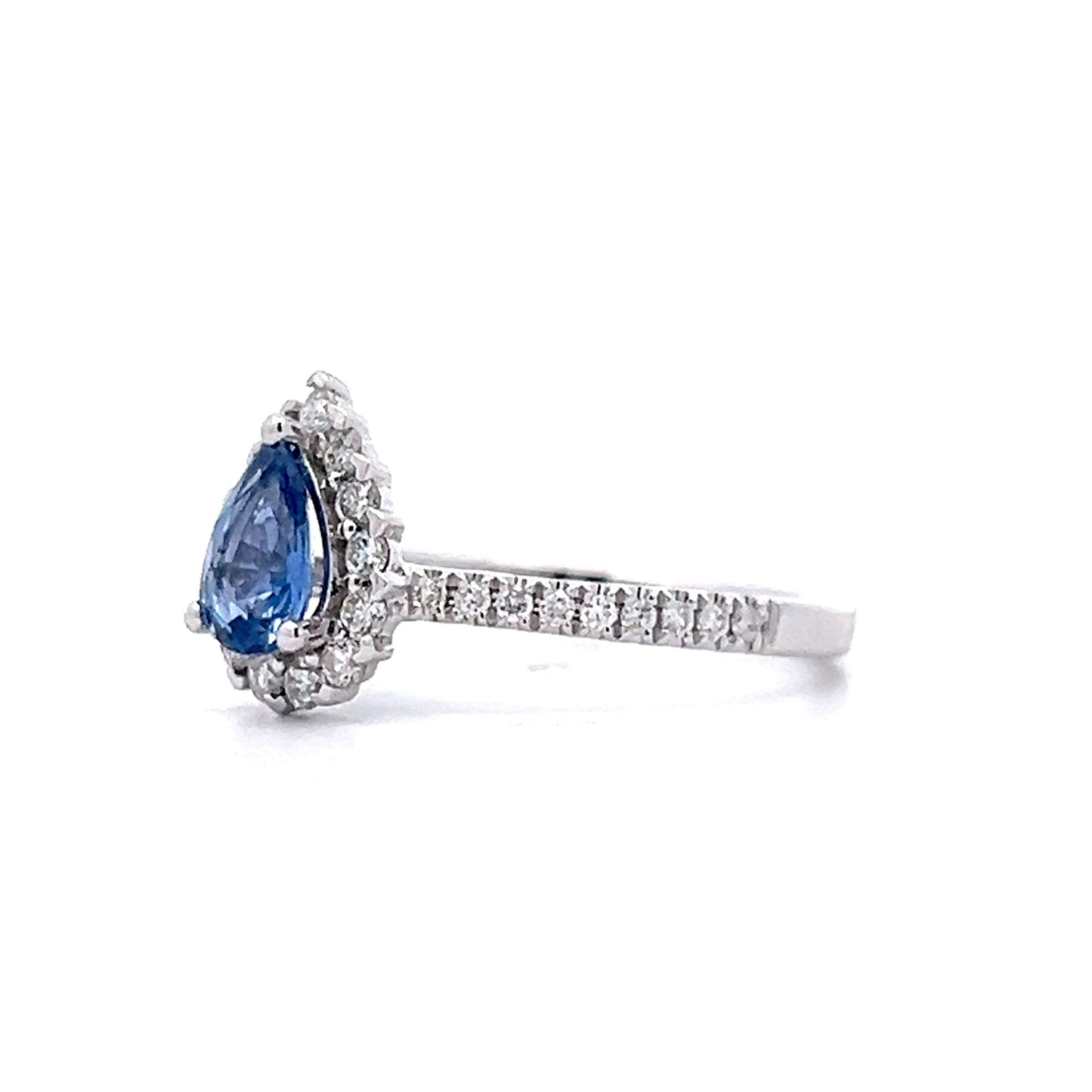 .71 Pear Sapphire Halo Engagement Ring in 14k