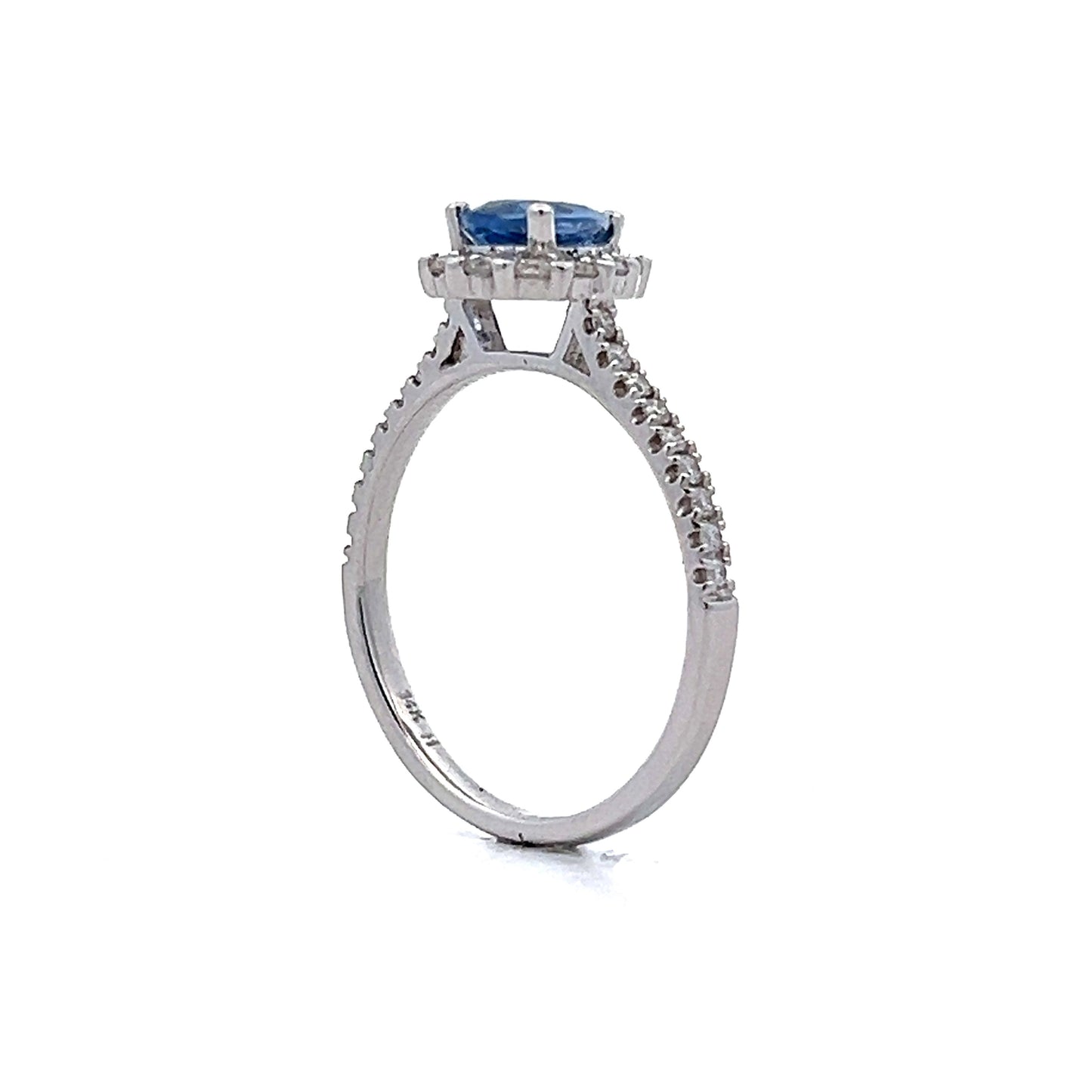 .71 Pear Sapphire Halo Engagement Ring in 14k