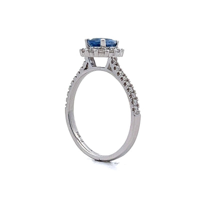 .71 Pear Sapphire Halo Engagement Ring in 14k