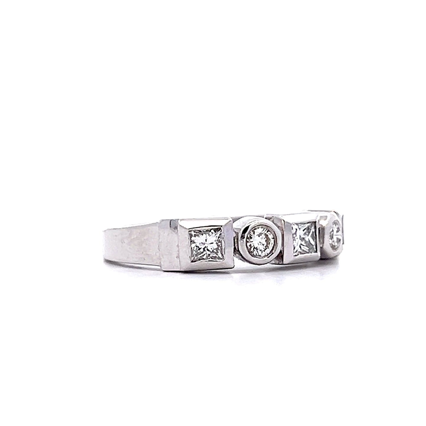 .70 Princess & Round Diamond Band in 18k White Gold