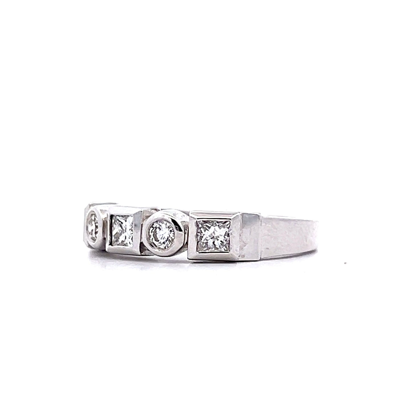 .70 Princess & Round Diamond Band in 18k White Gold