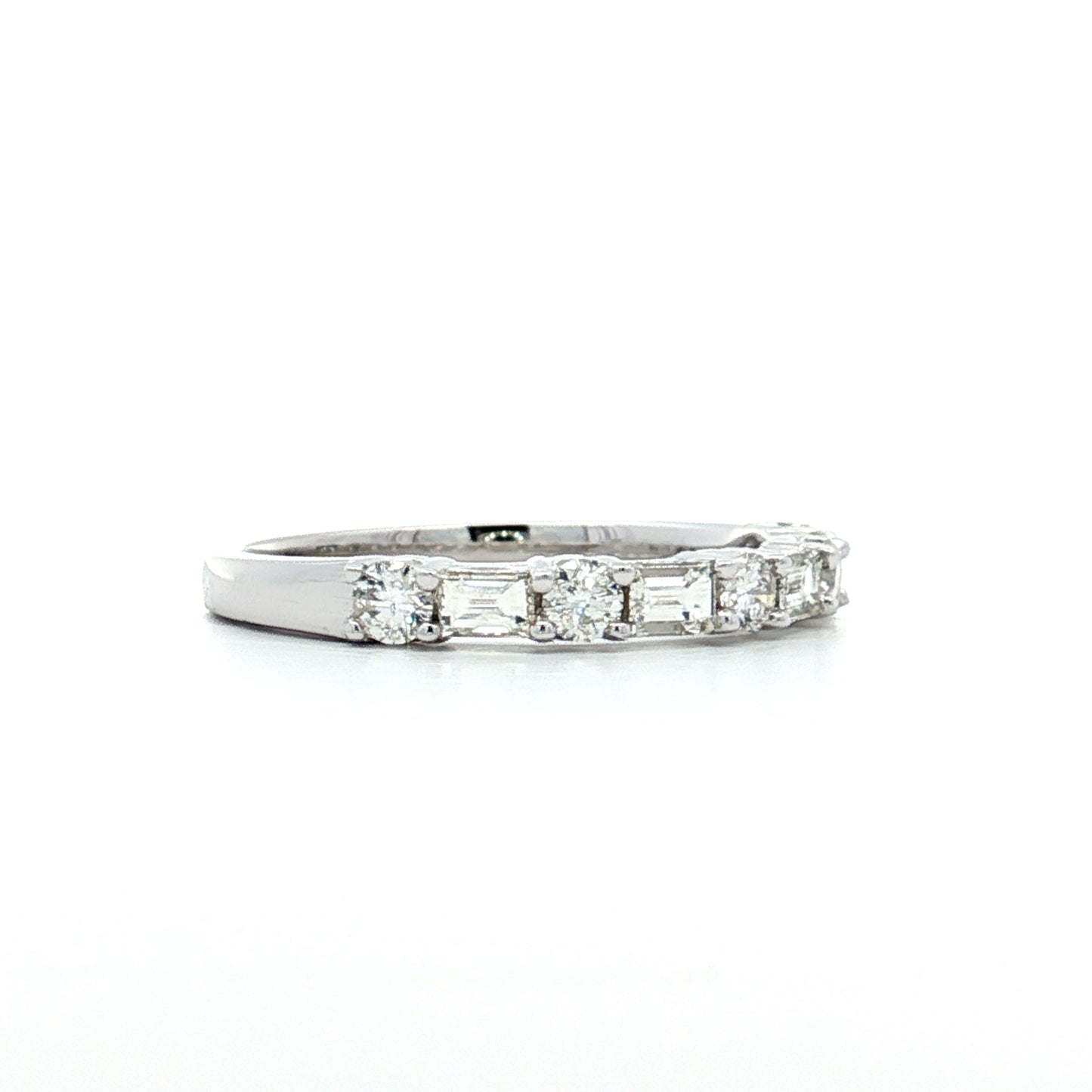 .78 Baguette & Round Diamond Wedding Band in 14k