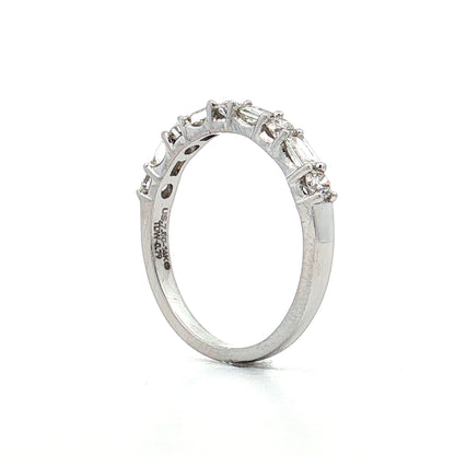 .78 Baguette & Round Diamond Wedding Band in 14k