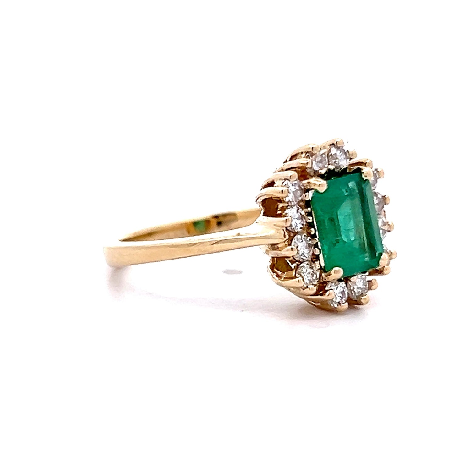 1.07 Emerald & Diamond Halo Cocktail Ring in 14k