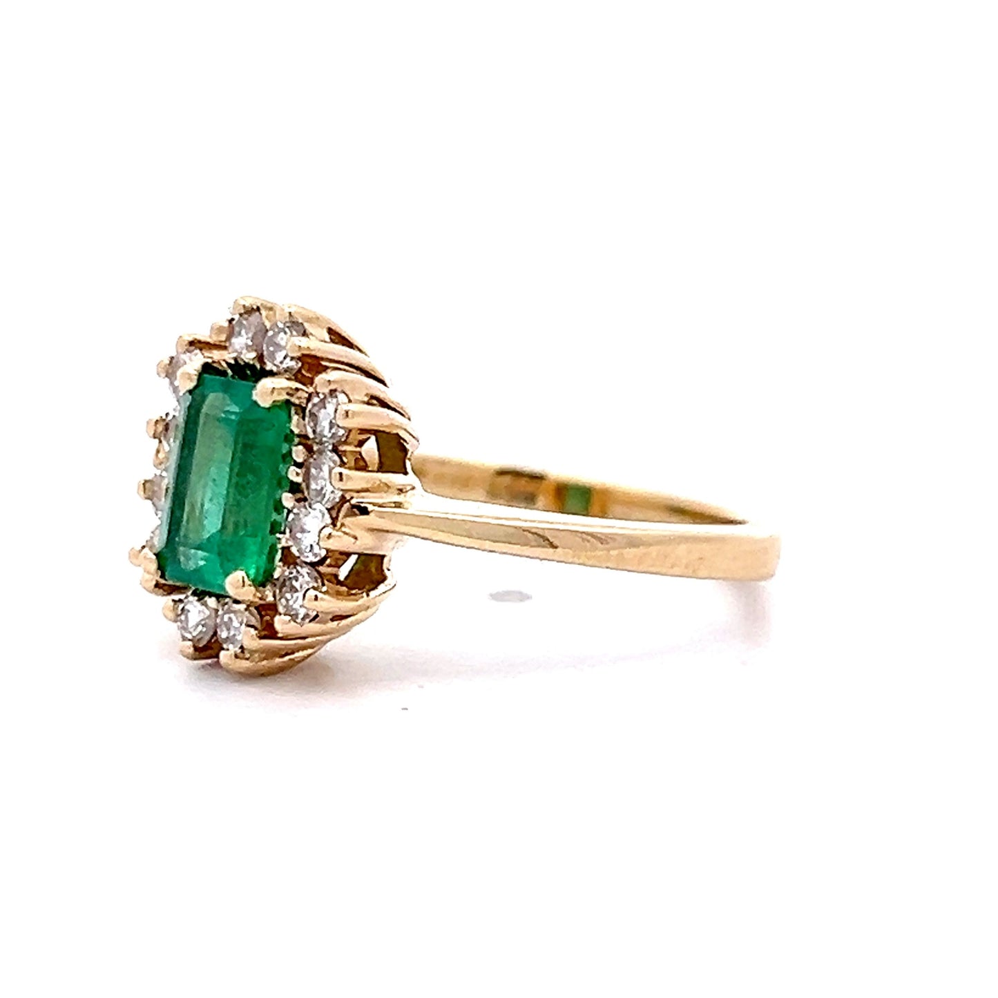 1.07 Emerald & Diamond Halo Cocktail Ring in 14k